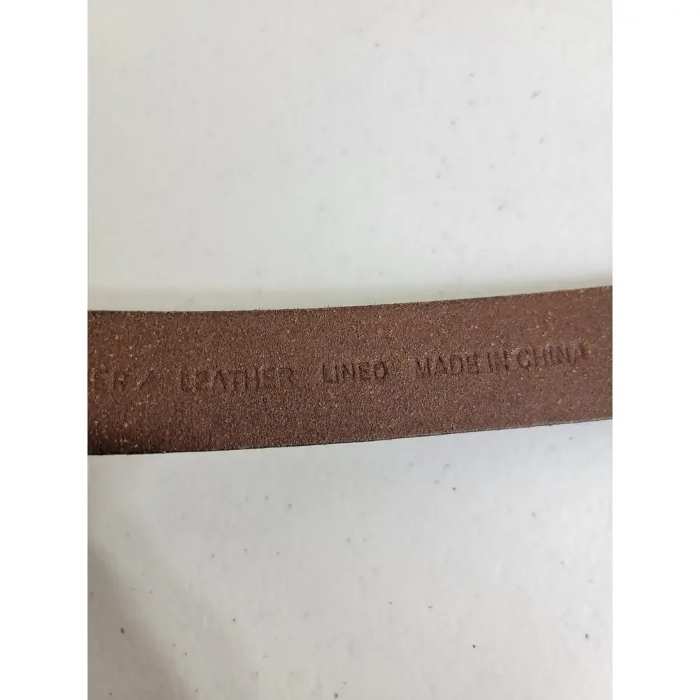 Grommet‎ Classic Casual Belt Brown Bonded Leather Lined Thin Women's Size Large